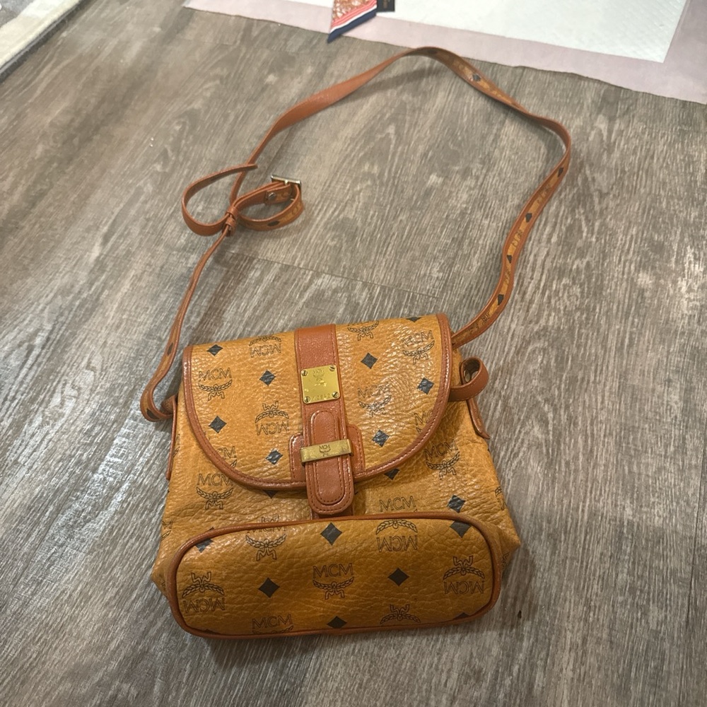 MCM Cognac Leather Backpack